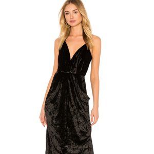 BCBGeneration X REVOLVE Midi Faux Wrap Dress In Black Velvet size XS
